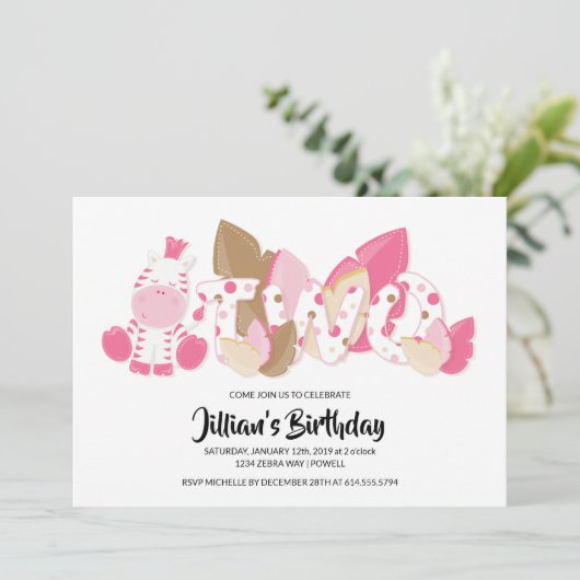 Roze Zebra tweede uitnodiging van de partij van Bi (Staand voorkant)