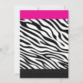 Roze Zebra Tween Birthday Party Invitation Kaart (Achterkant)