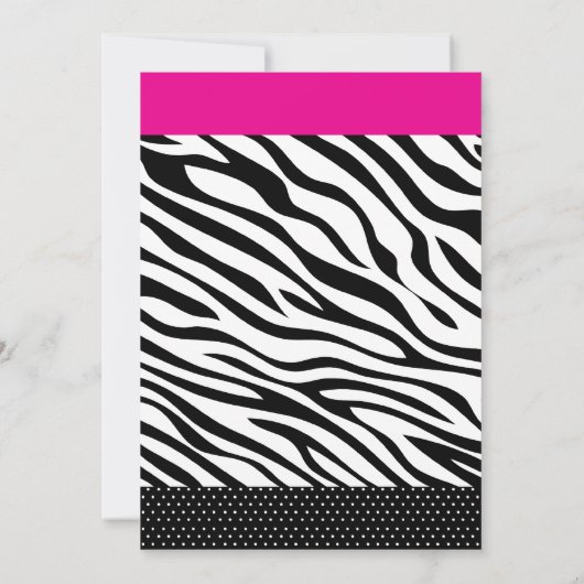 Roze Zebra Tween Birthday Party Invitation Kaart (Achterkant)