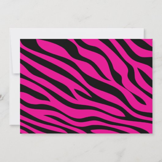 Roze Zebra Tween Birthday Party Invitation Kaart (Achterkant)