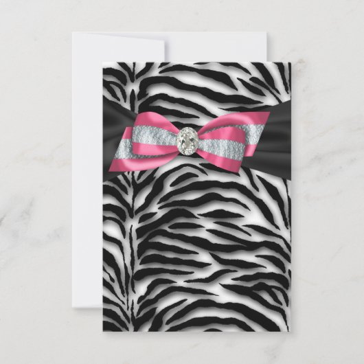 Roze zebra uitnodiging RSVP (Voorkant)
