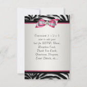 Roze zebra uitnodiging RSVP (Achterkant)