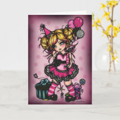 Roze Zebra Verjaardag Meisje Fairy Fantasy Art Kaart (Gele Bloem)