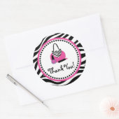 Roze Zebra Verjaardag Spa Diva Party Favor Ronde Sticker (Envelop)