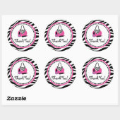 Roze Zebra Verjaardag Spa Diva Party Favor Ronde Sticker (Vel)