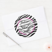 Roze Zebra verjaardagsfeestje gunst Ronde Sticker (Envelop)
