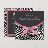 Roze Zebra verjaardagsfeestje Kaart (Voorkant / Achterkant)