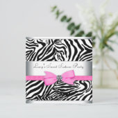 Roze Zebra verjaardagsfeestje Kaart (Staand voorkant)