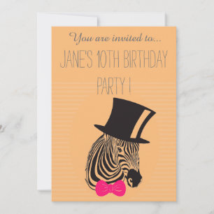 Roze zebra verjaardagsfeestje voor jong meisje of  kaart