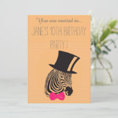 Roze Zebra verjaardagsfeestje voor jonge meisjes o Kaart (Staand voorkant)