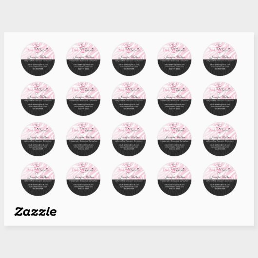 Roze Zebra - Verpakking Ronde Sticker (Vel)