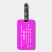 Roze Zebra vierkant monogram Bagagelabel (Achterkant verticaal)