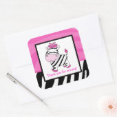Roze Zebra vierkant voor Stickers (6 grote) (Envelop)