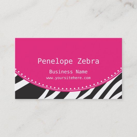 Roze Zebra Visitekaartje (Voorkant)
