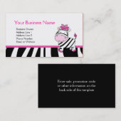 Roze Zebra  visitekaartje (Voorkant / Achterkant)