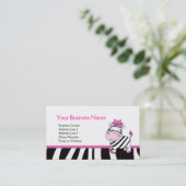 Roze Zebra  visitekaartje (Staand voorkant)