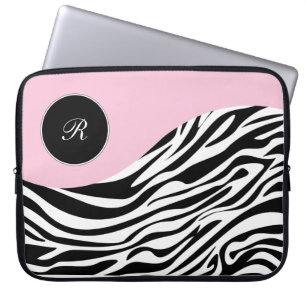 Roze Zebra voor laptopmonogram Laptop Sleeve
