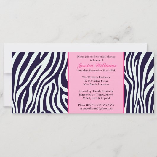 Roze Zebra Vrijgezellenfeest Kaart (Voorkant)