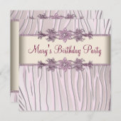 Roze Zebra vrouwen verjaardagsfeestje Kaart (Voorkant / Achterkant)