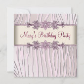 Roze Zebra vrouwen verjaardagsfeestje Kaart (Voorkant)