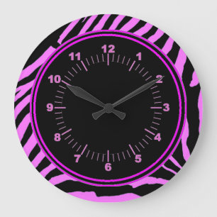 Roze Zebra wandklok