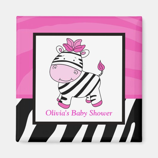 Roze Zebra Wild Oerwoud Rechthoek Favor Magnet (Voorkant)
