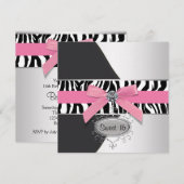 Roze Zebra Zoete 16 Birthday Party Kaart (Voorkant / Achterkant)