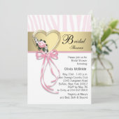 Roze Zebra Zwart Goud Zebra Bruids Shower Kaart (Staand voorkant)