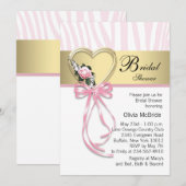 Roze Zebra Zwart Goud Zebra Bruids Shower Kaart (Voorkant / Achterkant)