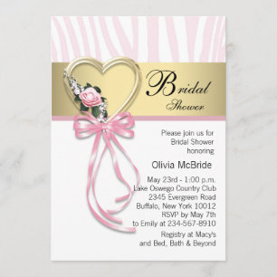 Roze Zebra Zwart Goud Zebra Bruids Shower Kaart