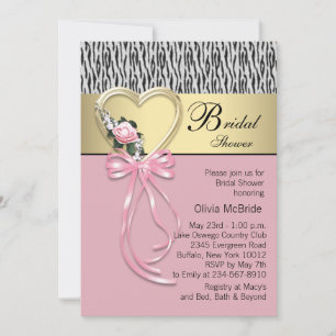 Roze Zebra Zwart Goud Zebra Bruidsmeisje Feest Kaart