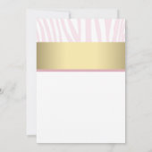Roze Zebra Zwart Goud Zebra Bruiloftsuitnodiging Kaart (Achterkant)