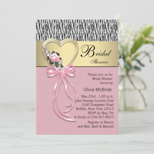 Roze Zebra Zwart Goud Zebra Vrijgezellenfeest Kaart (Staand voorkant)