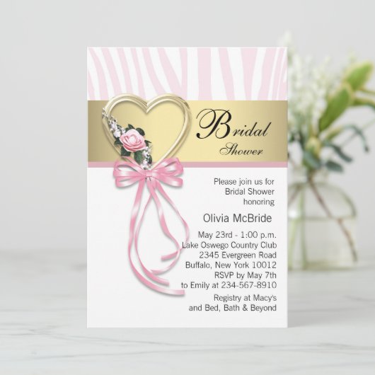 Roze Zebra Zwart Goud Zebra Vrijgezellenfeest Kaart (Staand voorkant)