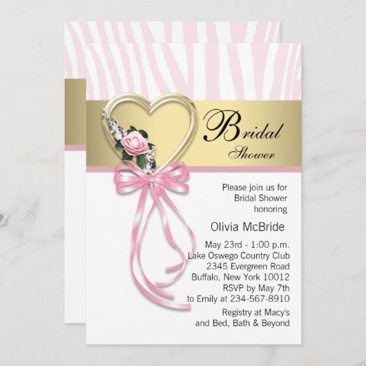 Roze Zebra Zwart Goud Zebra Vrijgezellenfeest Kaart (Voorkant / Achterkant)