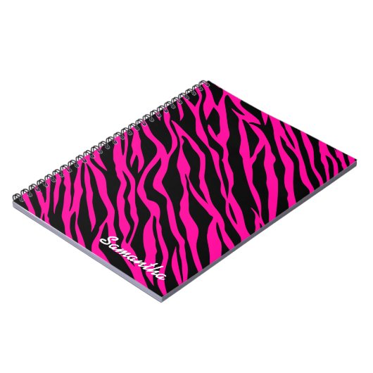 Roze zebraafdrukken - Aangepast laptopjournaal Notitieboek (Linkerzijde)