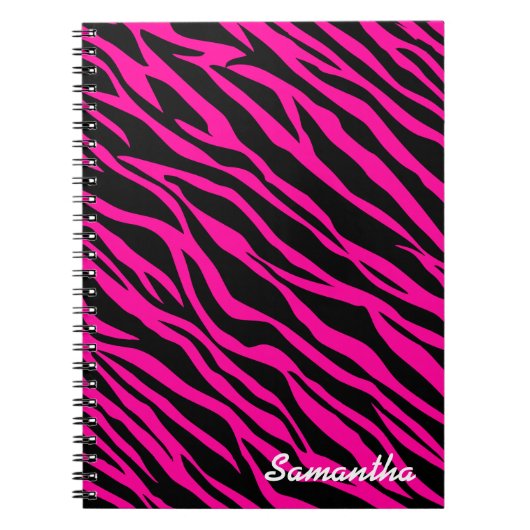 Roze zebraafdrukken - Aangepast laptopjournaal Notitieboek (Voorkant)