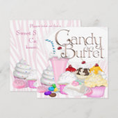 Roze Zebrapartij met snoepbuffet Kaart (Voorkant / Achterkant)