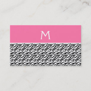 Roze zebrapatroon monogram visitekaartje