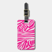 Roze zebraprint bagagelabel (Voorkant verticaal)