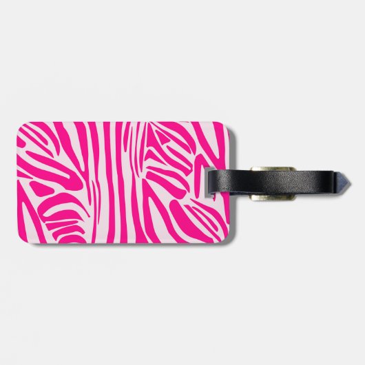 Roze zebraprint bagagelabel (Achterkant horizontaal)