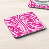Roze zebraprint bier onderzetter (Linkerzijde)