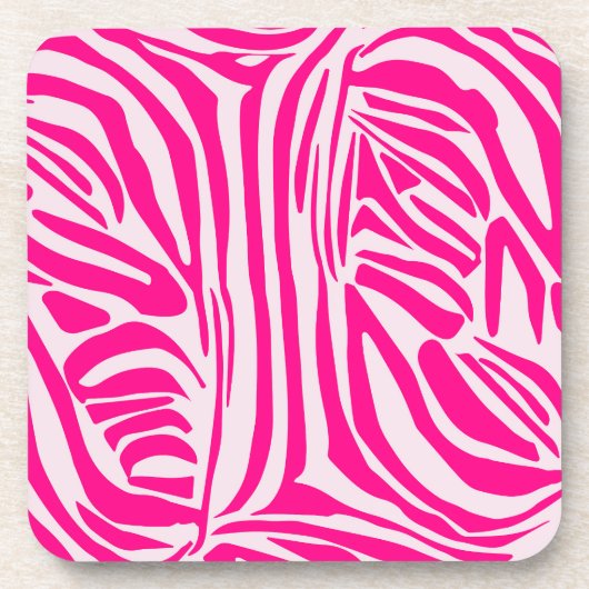 Roze zebraprint bier onderzetter (Voorkant)