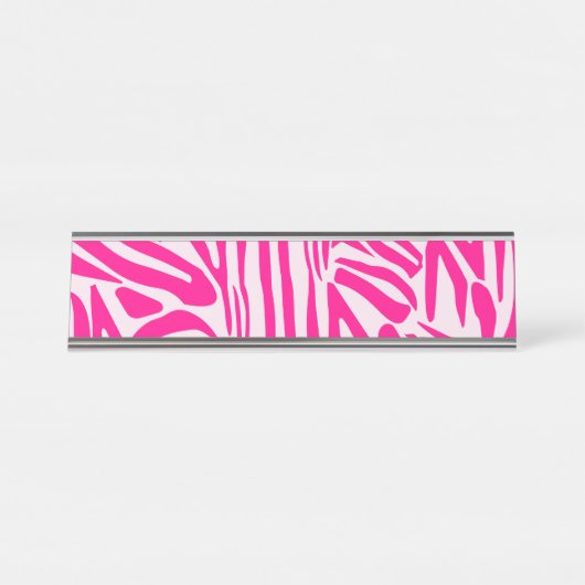 Roze zebraprint bureau naambordje (Voorkant)