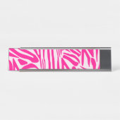 Roze zebraprint bureau naambordje (Voorkant)