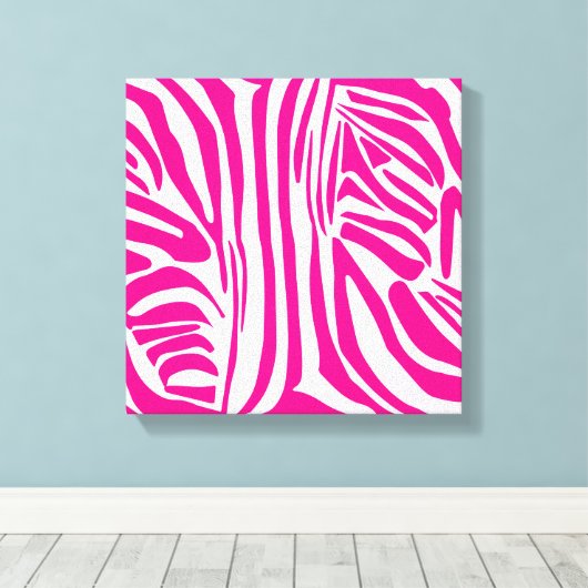 Roze zebraprint canvas afdruk (Insitu (Houten vloer))