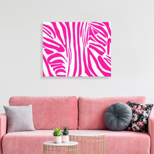 Roze zebraprint canvas afdruk (Insitu (Woonkamer))