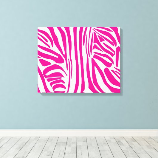 Roze zebraprint canvas afdruk (Insitu (Houten vloer))