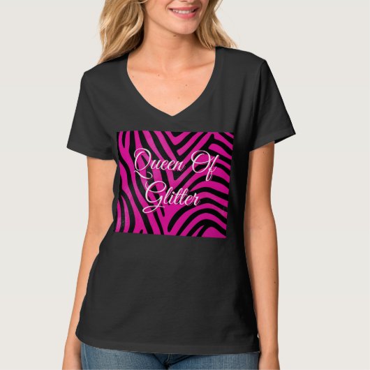 Roze zebraprint dames T-shirt (Voorkant)