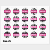 Roze & Zebraprint DIVA typografie feeststicker Ronde Sticker (Vel)
